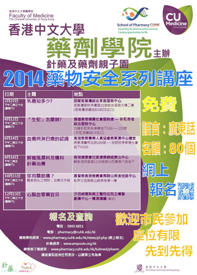 2014年針藥及藥劑親子園藥物安全系列講座